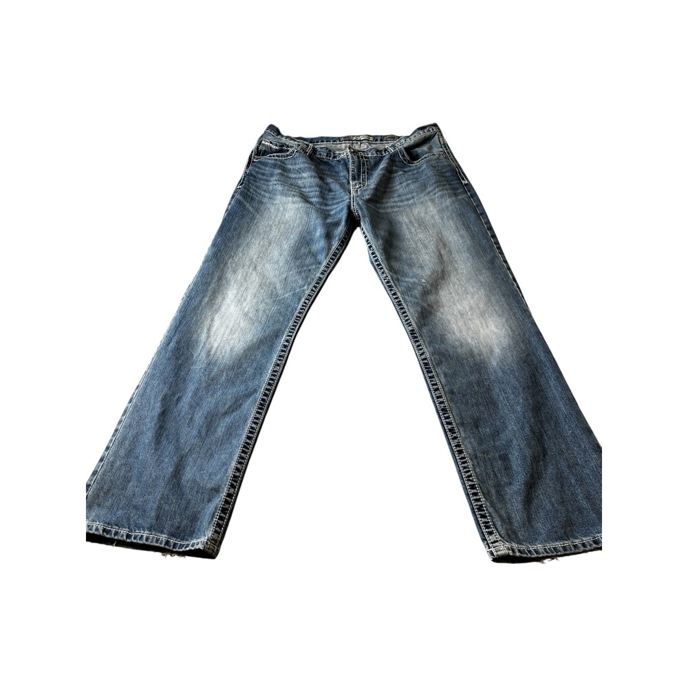 BKE Tyler Straight Leg Mens Jeans 40R Blue Denim Medium Wash Contrast Stitch